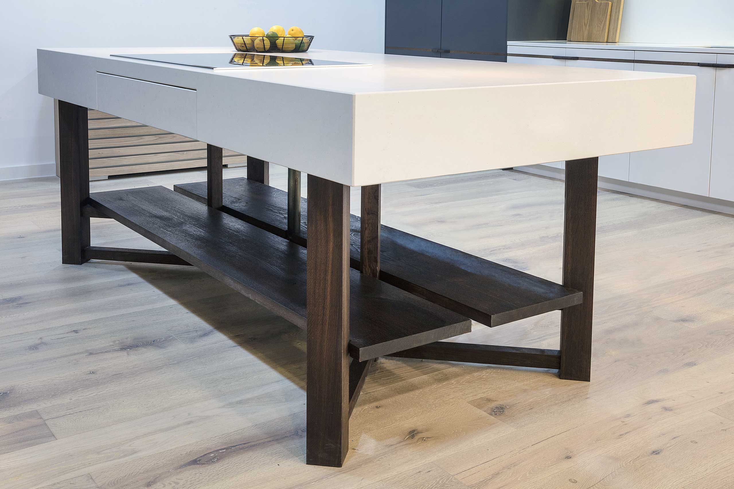 Unruly Kitchen - Caeserstone and fumed oak island unit by Six Hands